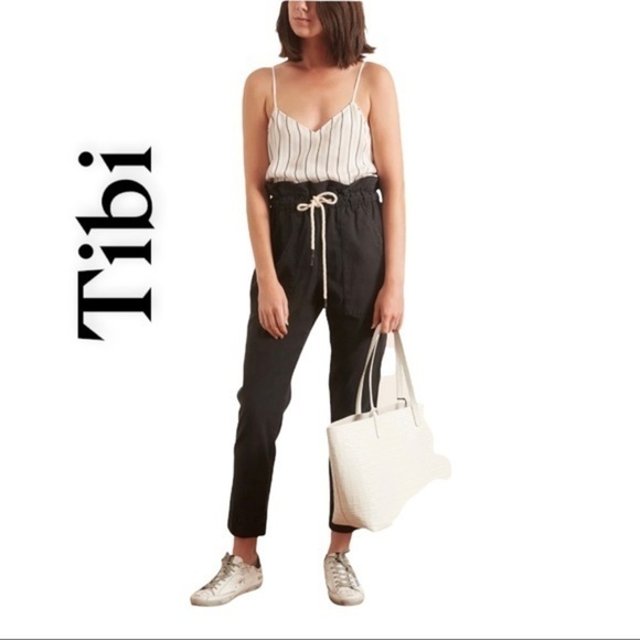 Tibi Ivory Anna Stripe Camisole Black Multi V-neck Tank Top/Cami NWT - Picture 7 of 16